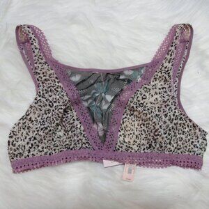 PINK Leopard and Rose Lace Bralette